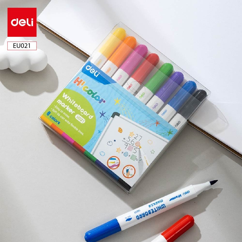 ديلي قلم سبورة بيضاء - رأس ريشة - 8 ألوان - EU021